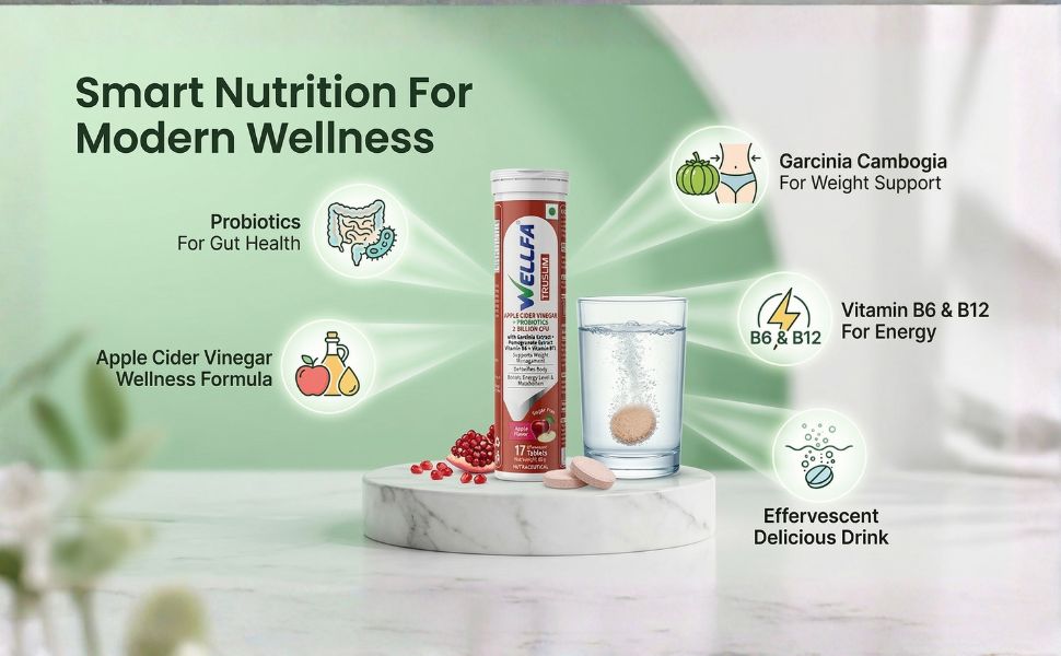 Truslim Effervescent Tablets | Apple Cider Vinegar with 2 Billion CFU Probiotics | With Vitamin B6 & Vitamin B12 | Sugar-Free Supplement | 51 Apple Flavour Tablets (Pack of 3)