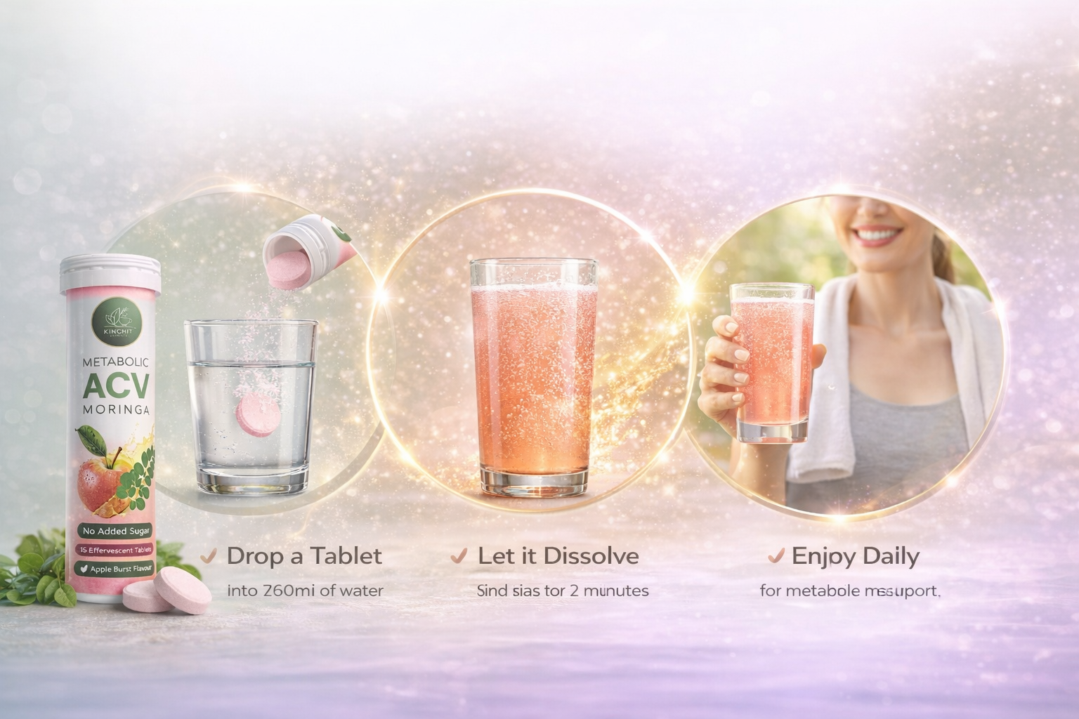 Apple Cider Vinegar (ACV) Effervescent Tablets with Moringa, Vitamin B6 & B12 | No Added Sugar, Stevia Sweetened | Apple Flavour | 30 Tablets (Pack of 2)