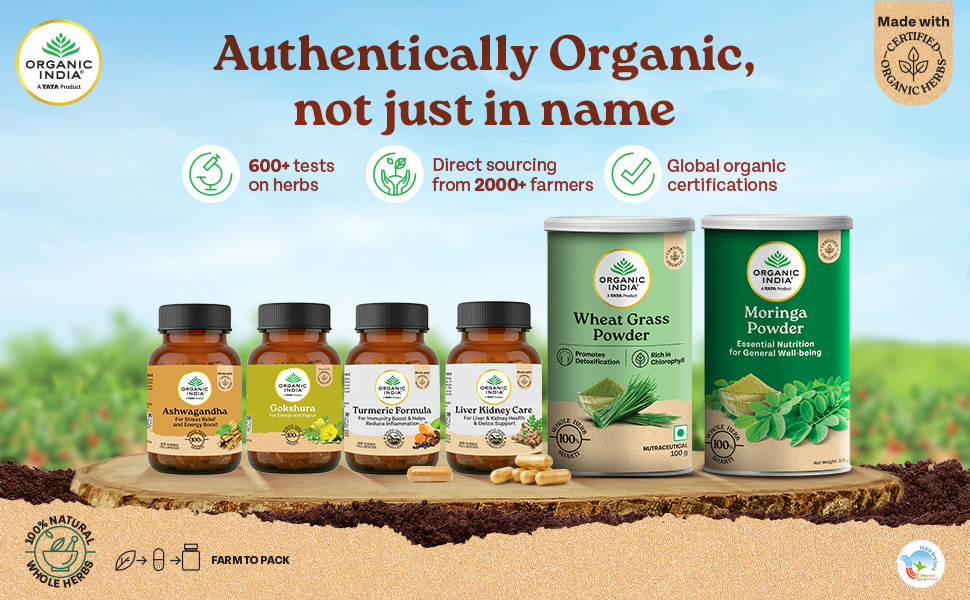 A TATA Product - Organic India Shatavari - 60 Veg Capsules, With Plant Based Estrogens, Helps Boosts Health and Vitality For Women Of All Ages & Restore Hormonal Balance, GMP & NPOP Certified Organic