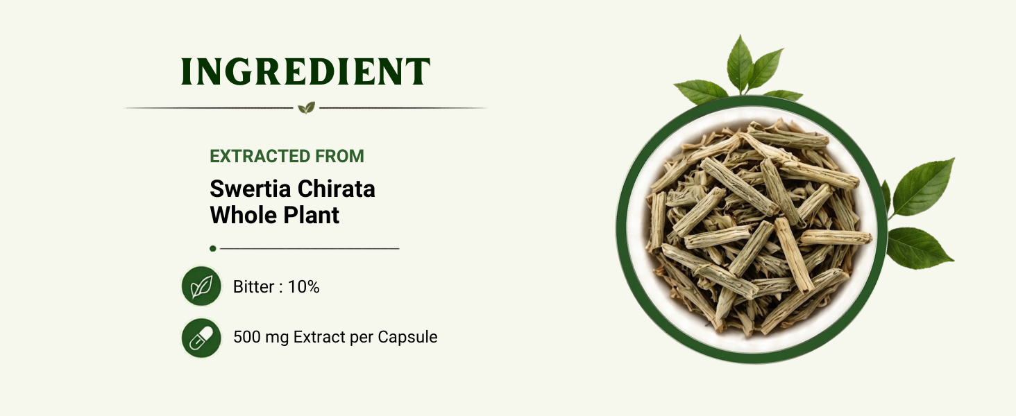 Chirata Capsules 500 mg | 10% Bitters | 60 Capsules