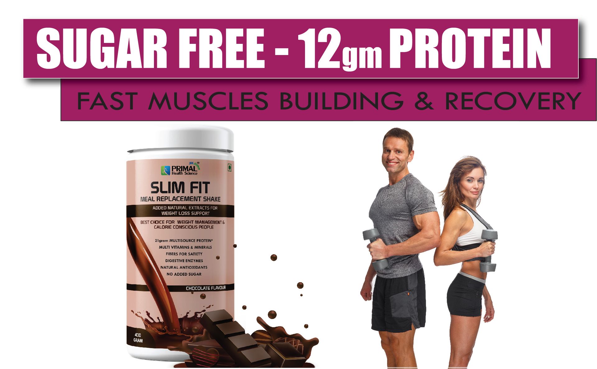 Primal Meal Replacement Protein Shake 400g | High Protein, Sugar-Free With Fibre | Essential Vitamins Minerals | Muscle Recovery & Energy | Alphonso Mango Flavor