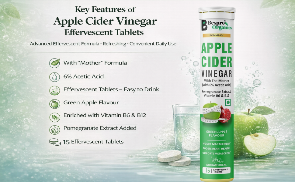 Organics Apple Cider Vinegar (ACV) Effervescent Tablets with Mother