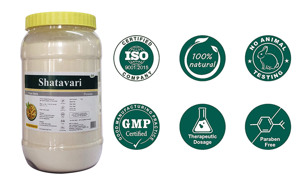 Jain Shatavari Powder organic 1Kg | Pure Ayurvedic Herbal Supplement for Women’s Wellness | Supports Reproductive Health, Menstrual Balance | Fertility, Lactation, Stress Relief, Digestion & Immunity