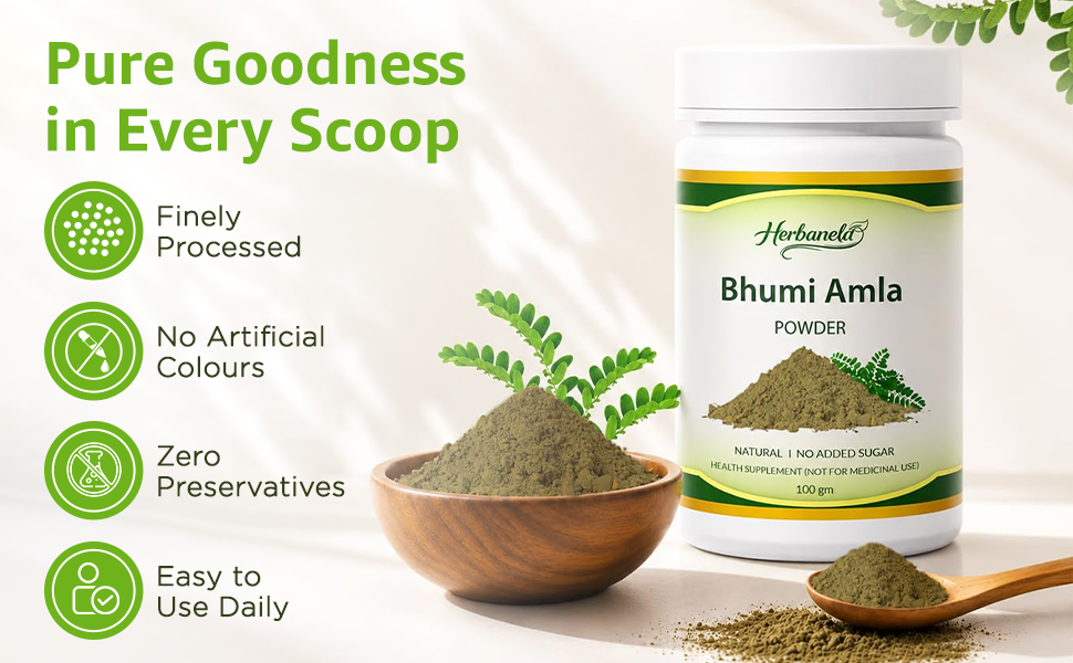 Bhumi Amla Powder | Premium Herbal Powder | Supports Liver Health, Digestion & Daily Wellness | Natural Ayurvedic Supplement | No Artificial Colours or Preservatives