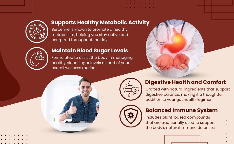 Biotrex Nutraceuticals Berberine HCL 850mg | 95% High Purity | With Milk Thistle & Cinnamon | Maintain Healthy Glucose Levels | Metabolic Support & Digestive Wellness | Lab Tested | 60 Veg Capsules