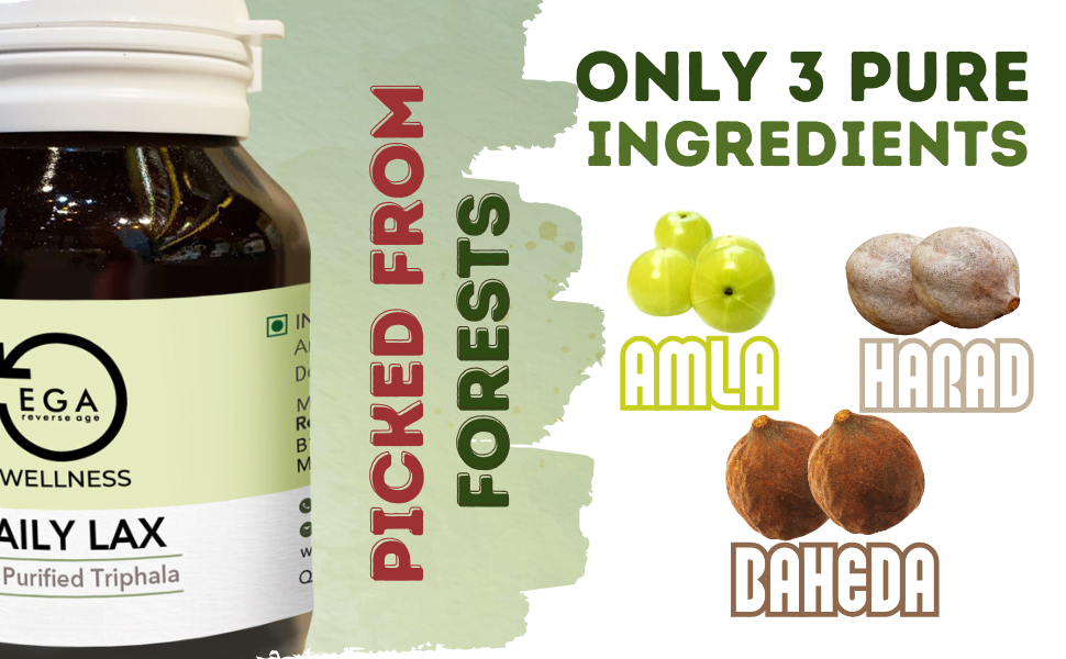 Daily Lax 10x Purified Triphala Tablets For Easy Bowel Movement, Bloating Supports Healthy Digestion Relieves Constipation Pack Of 60 Tablets