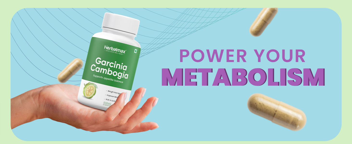 Herbal Max Garcinia Cambogia Capsules – 60 Veg Capsules | 60% HCA & Green Tea Extract | Supports Weight Management, Fat Burning, Digestion & Metabolism