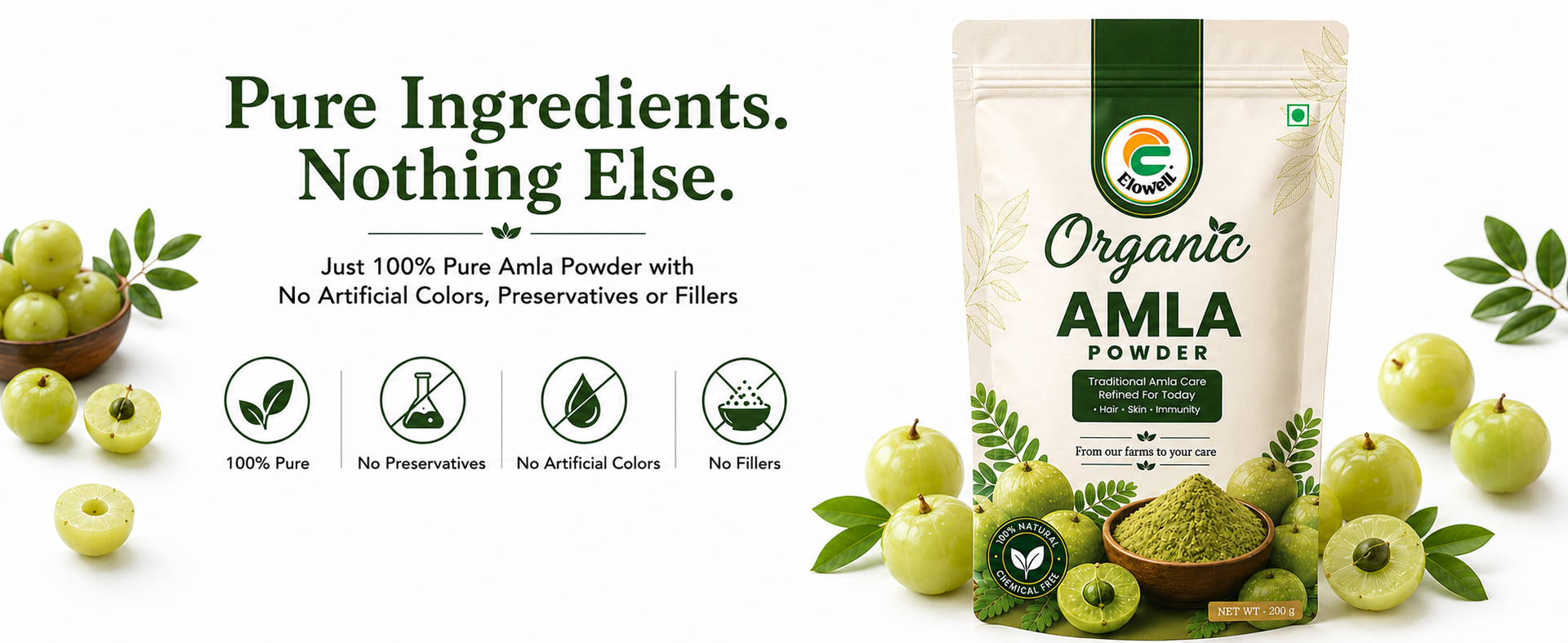 Amla Powder Indian Gooseberry, Amalaki, Nellikkai, 100% Pure, No Preservatives, Rich in Vitamin C for Hair, Skin, Immunity & Digestion (200g)