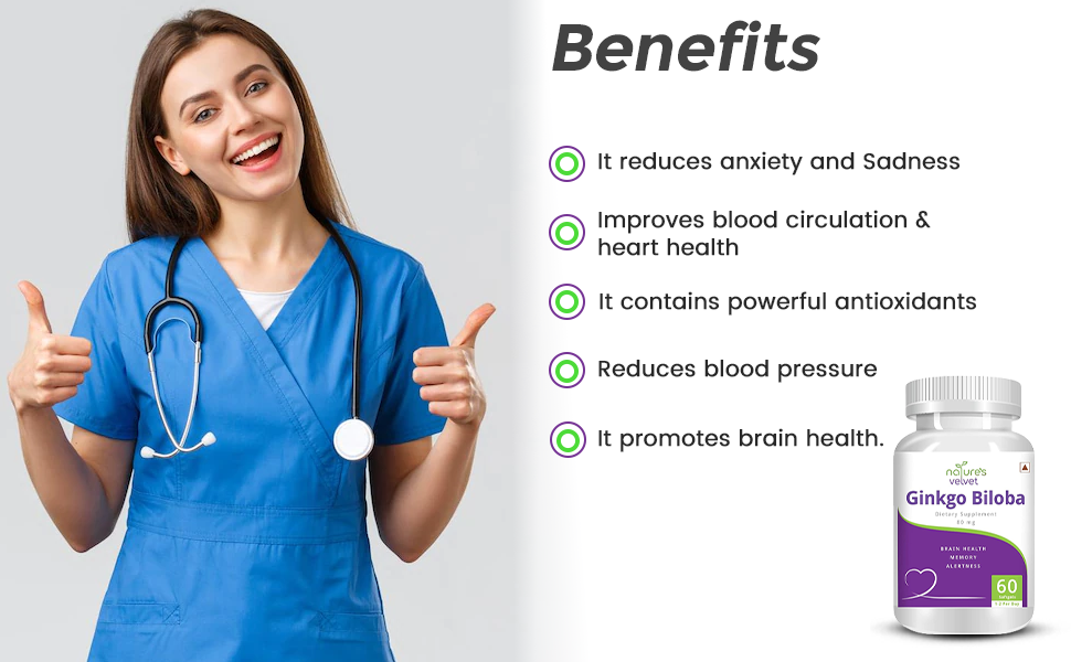 Natures Velvet Lifecare Ginkgo Biloba Extract 80mg, 60 Capsules - Pack of 1