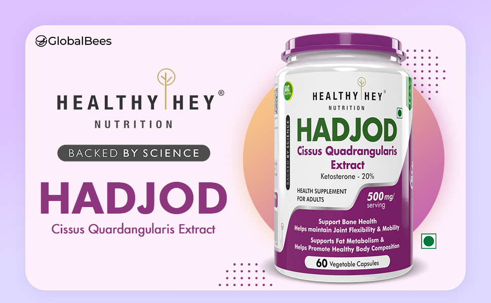 HealthyHey Nutrition HADJOD - Cissus Quadrangularis Extract - 60 Vegetable Capsules