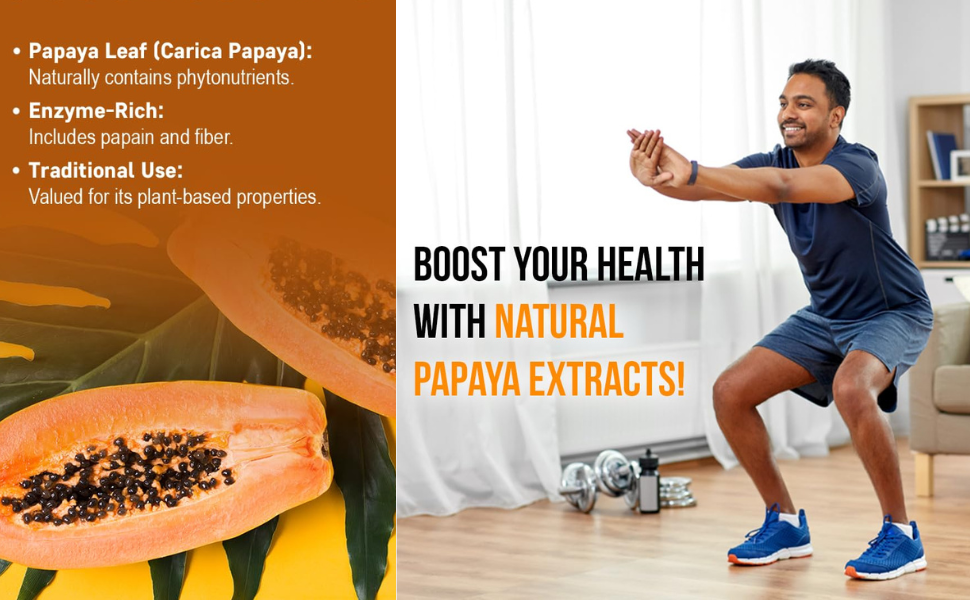 Herbal Hills Carica Papaya tablets - Immunity booster 500mg, carica leaf extract (60 Tablets)