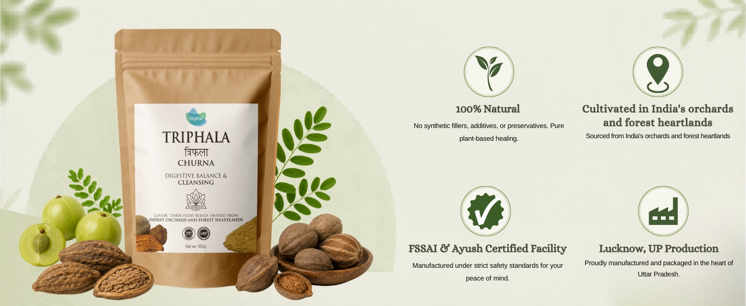 Vegetal Herbal Triphala Churna Digestive Balance & Cleansing Powder, 180g