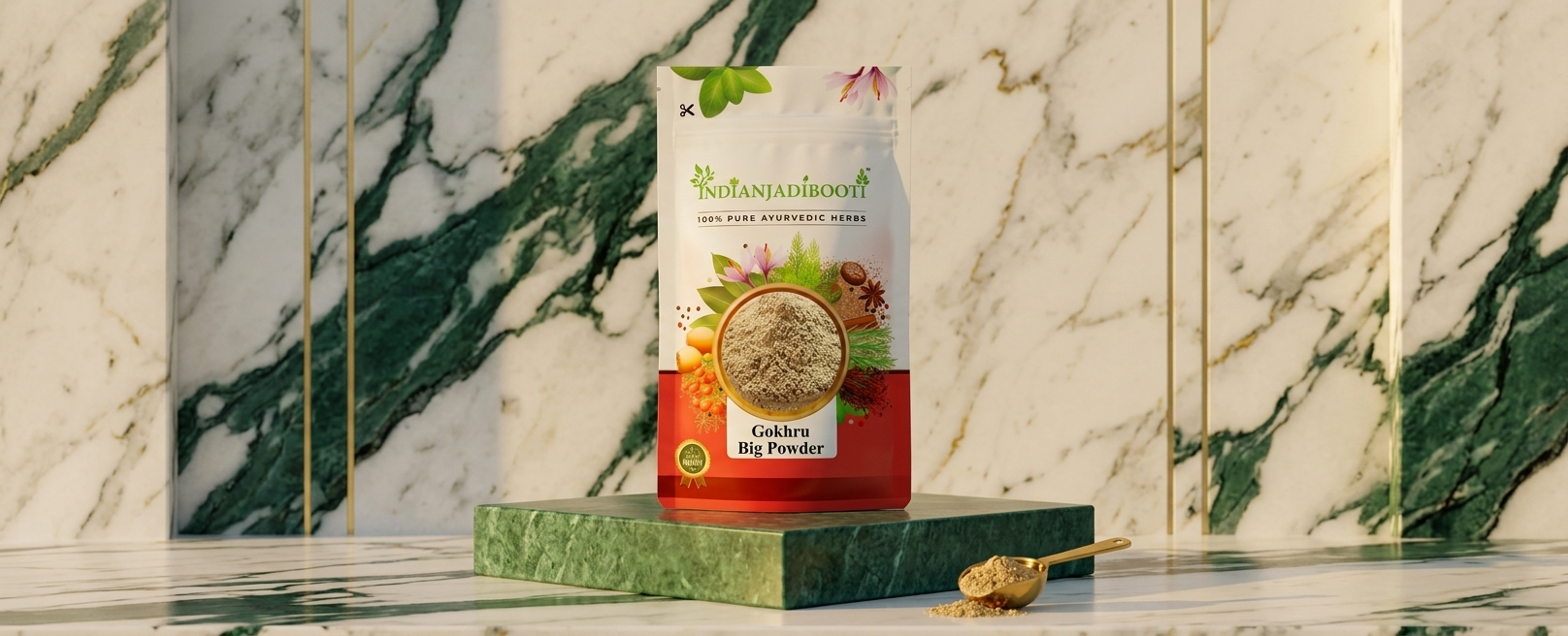 IndianJadiBooti Pure Gokhru Bada Powder (Large Caltrop Churna) | Pedalium Murex | Traditional Ayurvedic Botanical for Holistic Vitality, Fluid Balance & Systemic Cooling 100 Grams Pack