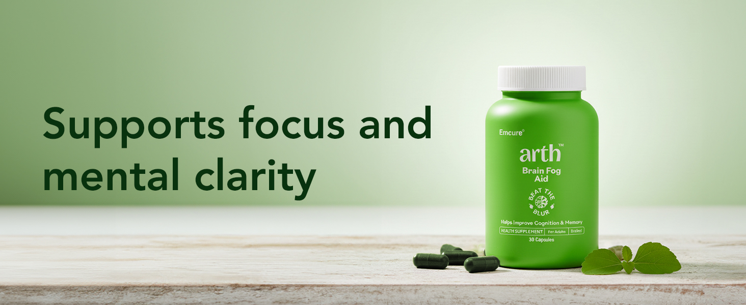 Arth Brahmi Capsules for Memory, Focus, Concentration & Brain Fog Support - 60 Capsules for Men & Women | Bacopa Monnieri Supplement | Enhanced Absorption for Mental Clarity, Alertness & Positive Mood