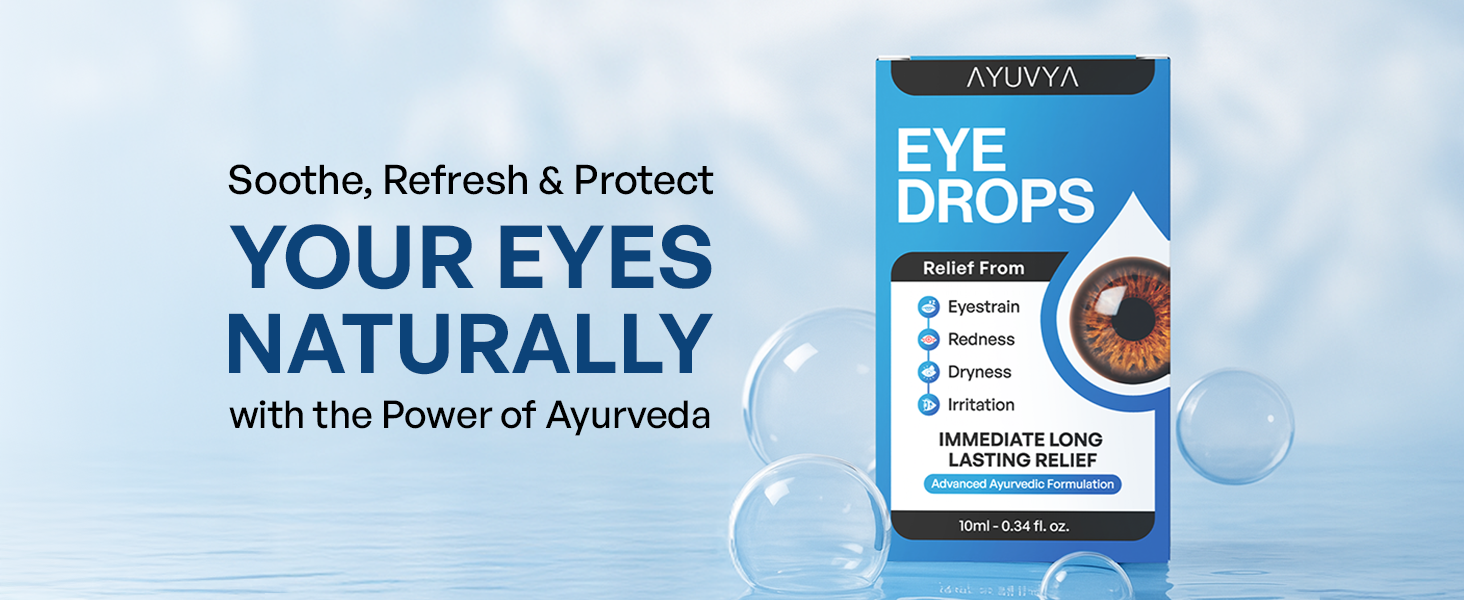 Ayuvya Ayurvedic Eye Drops, Cooling, Soothing & Refreshing Relief for Dry, Tired & Red Eyes, Ayurvedic Formula With Triphala, & Rose 10ml (Pack of 2) | As Seen on Shark Tank