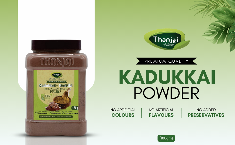 Thanjai Natural Kadukkai Powder(180g Jar)/Haritaki Powder/Terminalia Chebula Powder/Helps in Digestion