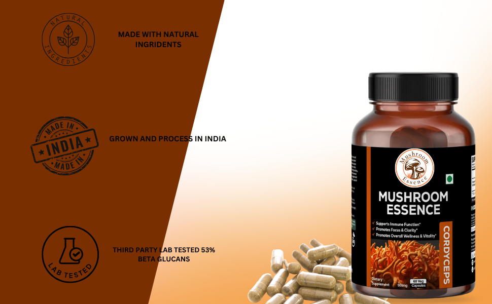Cordyceps Mushroom | Cordyceps Militaris Extract 500mg-30 capsules | Natural Energy and Endurance Booster - Capsules 30% Beta Glucan