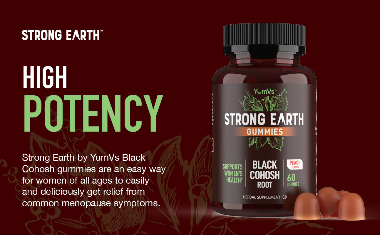 YUM-V'S Strong Earth Black Cohosh Gummies 50 mg, Peach (60 Count)