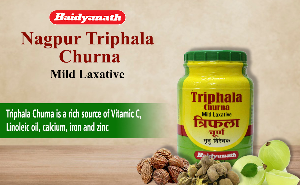 Baidyanath Medohar Guggulu 120 Tab & Baidyanath Nagpur Triphala Churna, Vitamin C, Iron & Zinc, Natural,Pack of 500 g COMBO