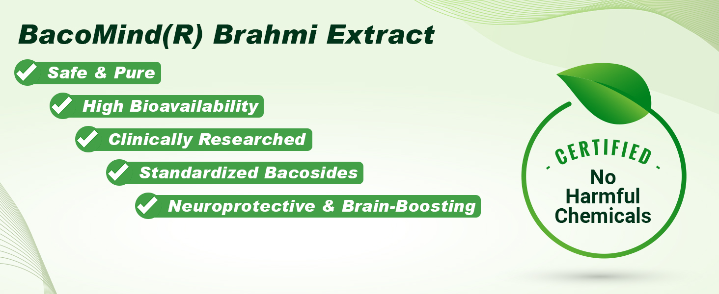 Instafuel BacoMind® Brahmi Capsules | Brain Booster Supplement | Memory, Focus & Concentration Support | Bacopa Monnieri Extract for Cognitive Health & Mental Clarity - 60 Count