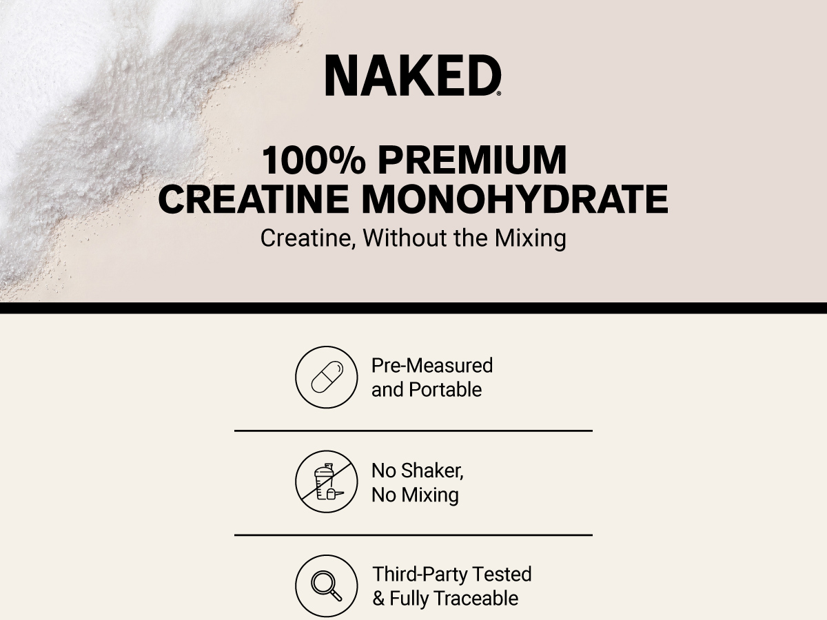 NAKED Creatine Monohydrate Capsules - Micronized Creatine Pills for Strength, Muscle & Recovery - NSF Certified, 2.5g Per Serving, 75 Servings - Vegan, No Fillers