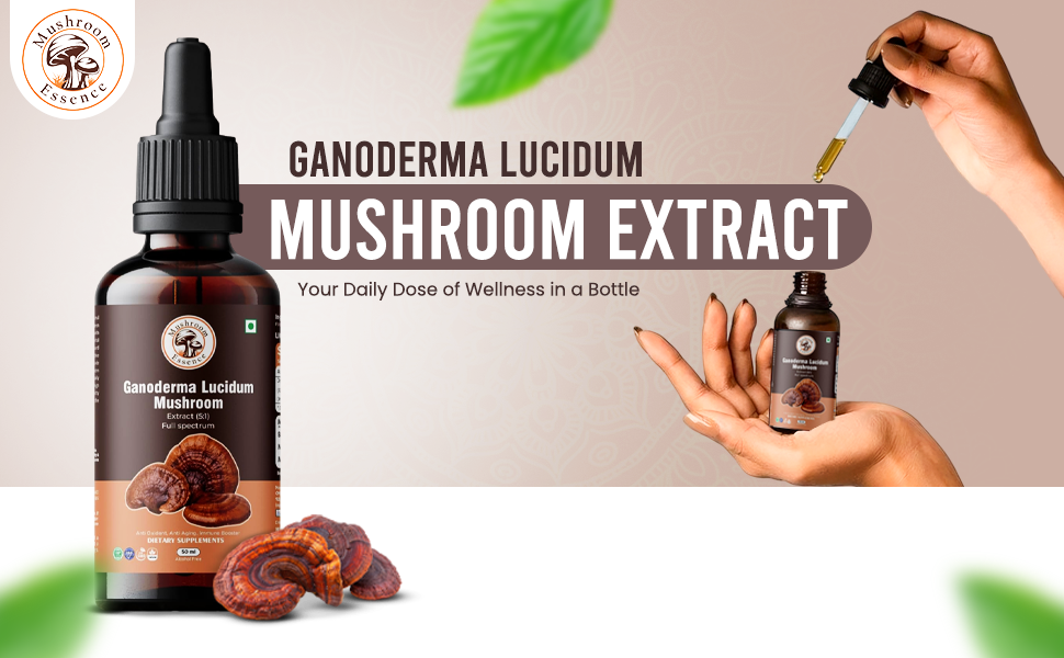 Ganoderma Mushroom Liquid Extract 50ml - Reishi Mushroom Immune Support and Stress Relief - Alcohol-Free Herbal Supplement