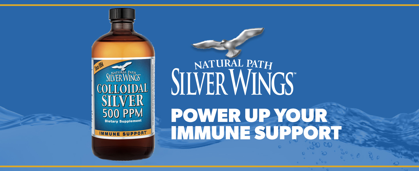 Natural Path Silver Wings Colloidal Silver 500ppm Immune Support Supplement 4 fl. oz. Dropper