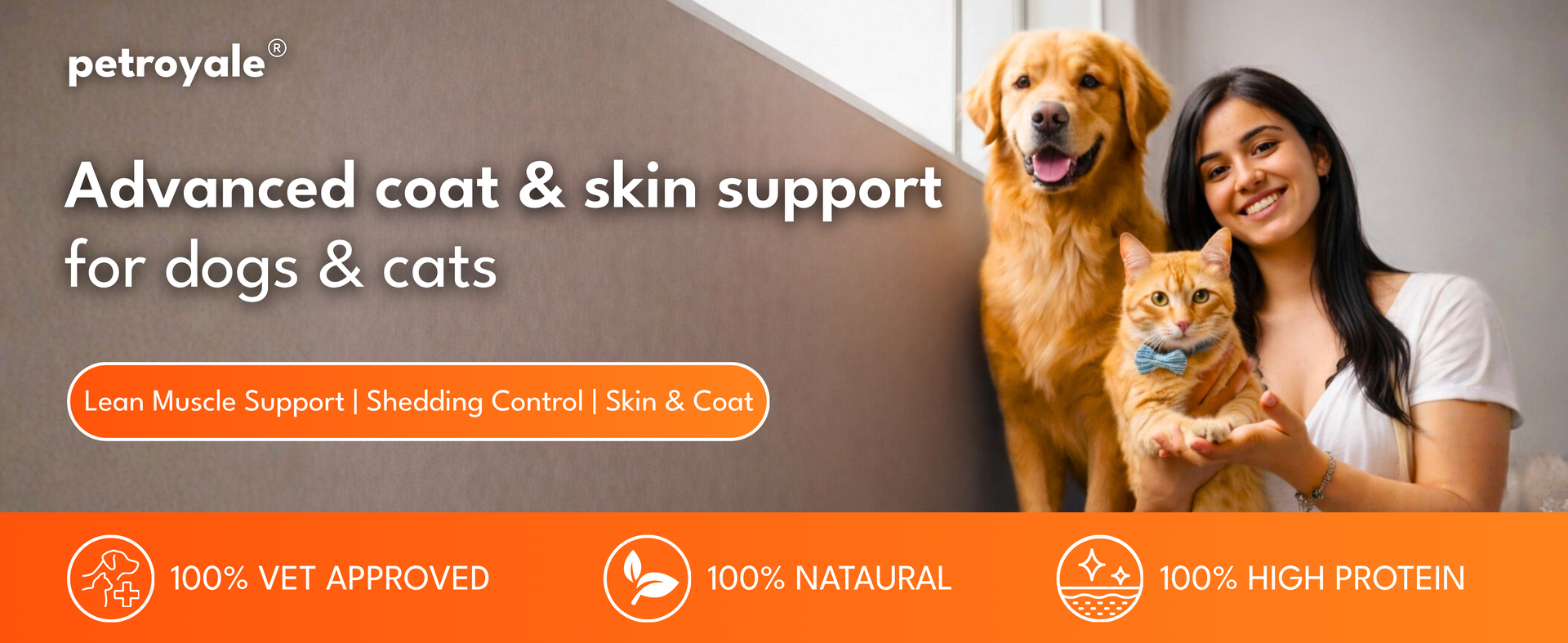 Petroyale Furpro-40 Dogs Protein Powder Supplement - Dog Skin & Coat + Hair Fall Control Supplement- Omega 3 6 9 for Dogs & Cats - Dog Muscle & Weight Gain Powder - Growth Food - Fish Flavor - 400g