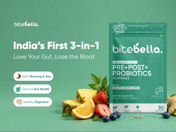 Pre + Post + Probiotics Gummies | Gut Health, Digestion, Bloating & Gas Relief | Vegan | Mixed Fruit Flavour | 30 Gummies