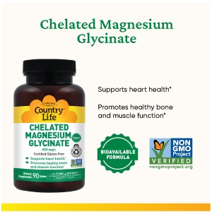 Country Life Chelated Magnesium Glycinate 400mg, 90 Tablets