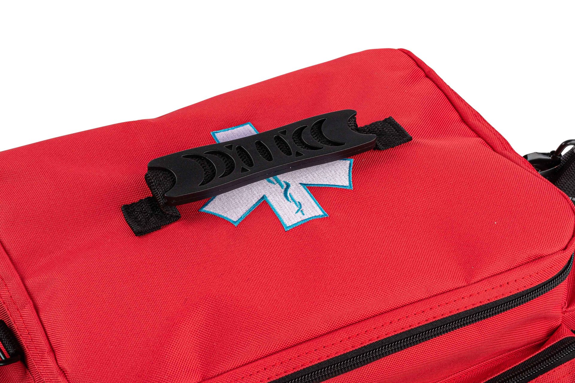 Scherber First Responder Fully-Stocked Professional Essentials EMT/EMS Trauma Kit | HSA/FSA Approved | Reflective Bag w/8 Zippered Pockets & Compartments & 200+ First Aid Supplies - Red