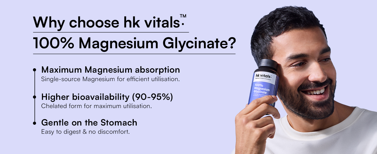 hk vitals 100% Magnesium Glycinate 1880mg, 120 Tablets