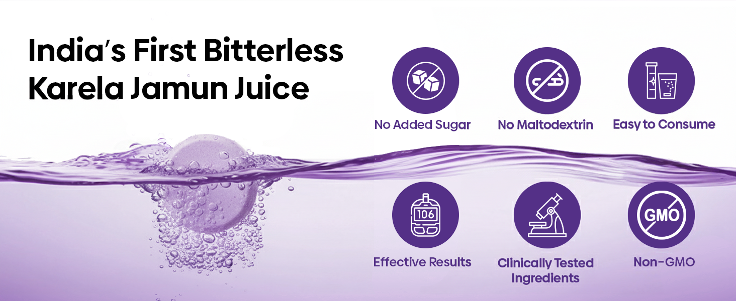 Muditam Ayurveda Karela Jamun Fizz-60 Tablets | Ideal For 30 Days (Karela Jamun Juice) | Helps in High Sugar Condition | Promotes Healthy Glucose Levels | Boosts Digestive Health