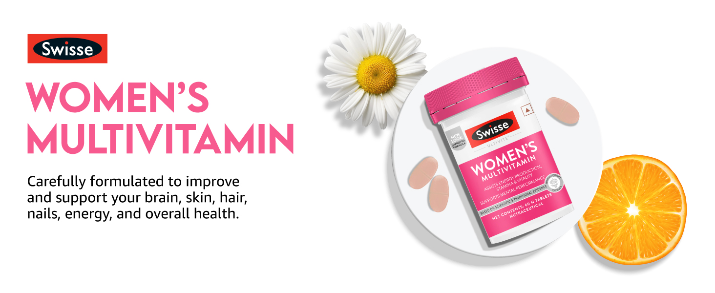 Swisse Women's Multivitamin - Manufactured In Australia, Imported Supplement From Australia's No.1 Multivitamin Brand - Boosts Energy, Stamina, Vitality & Mental Performance With 36 Herbs, Vitamins & Minerals (60 Tabs)