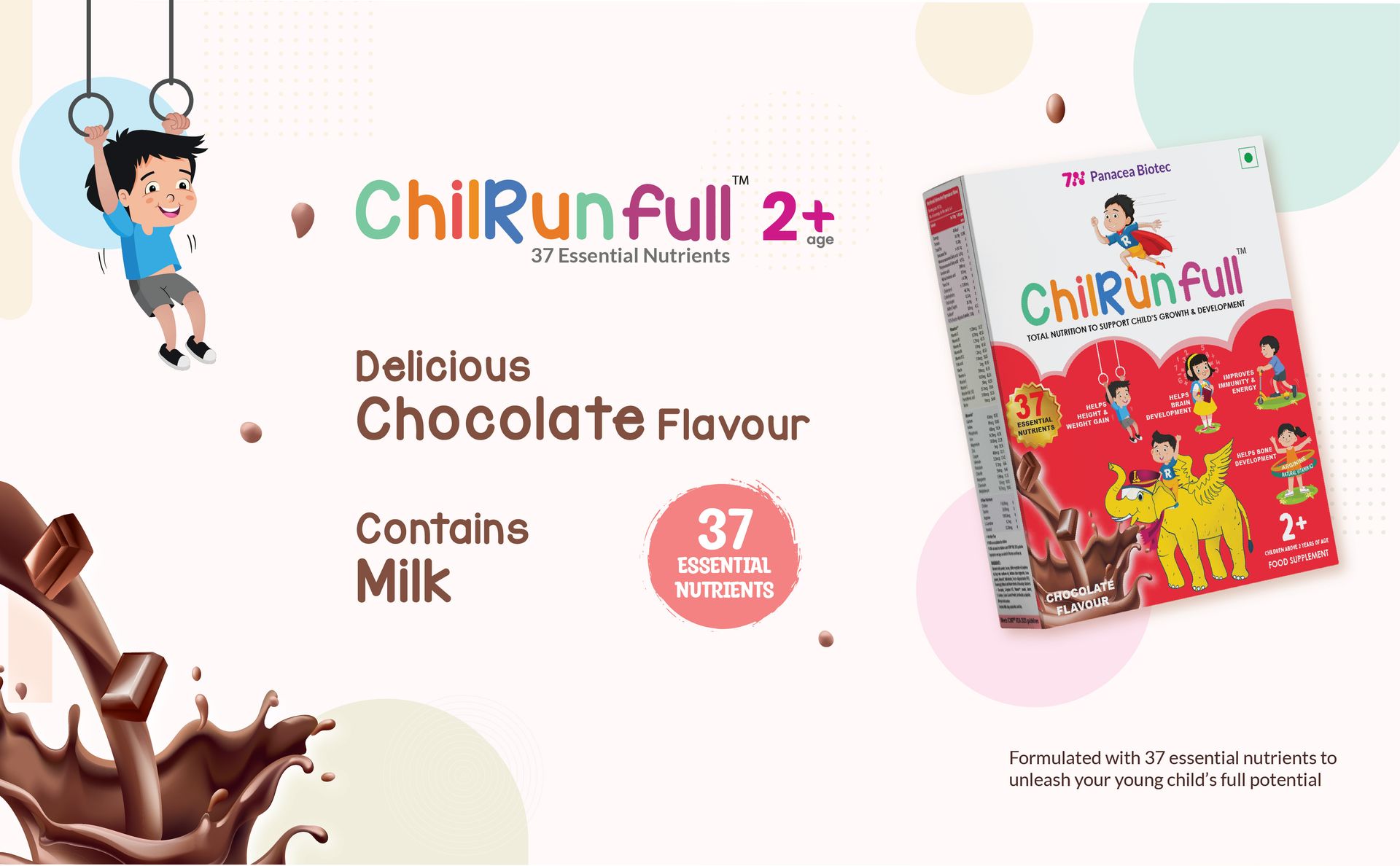 Chilrun full (Chocolate 400-grams Jar), Scientifically tested Total Nutrition for 2 Years & Above, 37 Essential Nutrients, Healthy, Energetic, and Strong