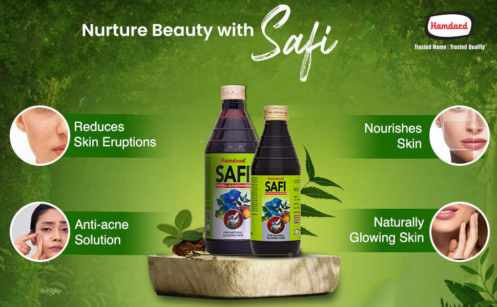 Hamdard Safi Blood Purifier Syrup for Healthy & Glowing Skin | 100% Pure | Clears Stomach and Improves Liver Function | 200ml | Pack of 2
