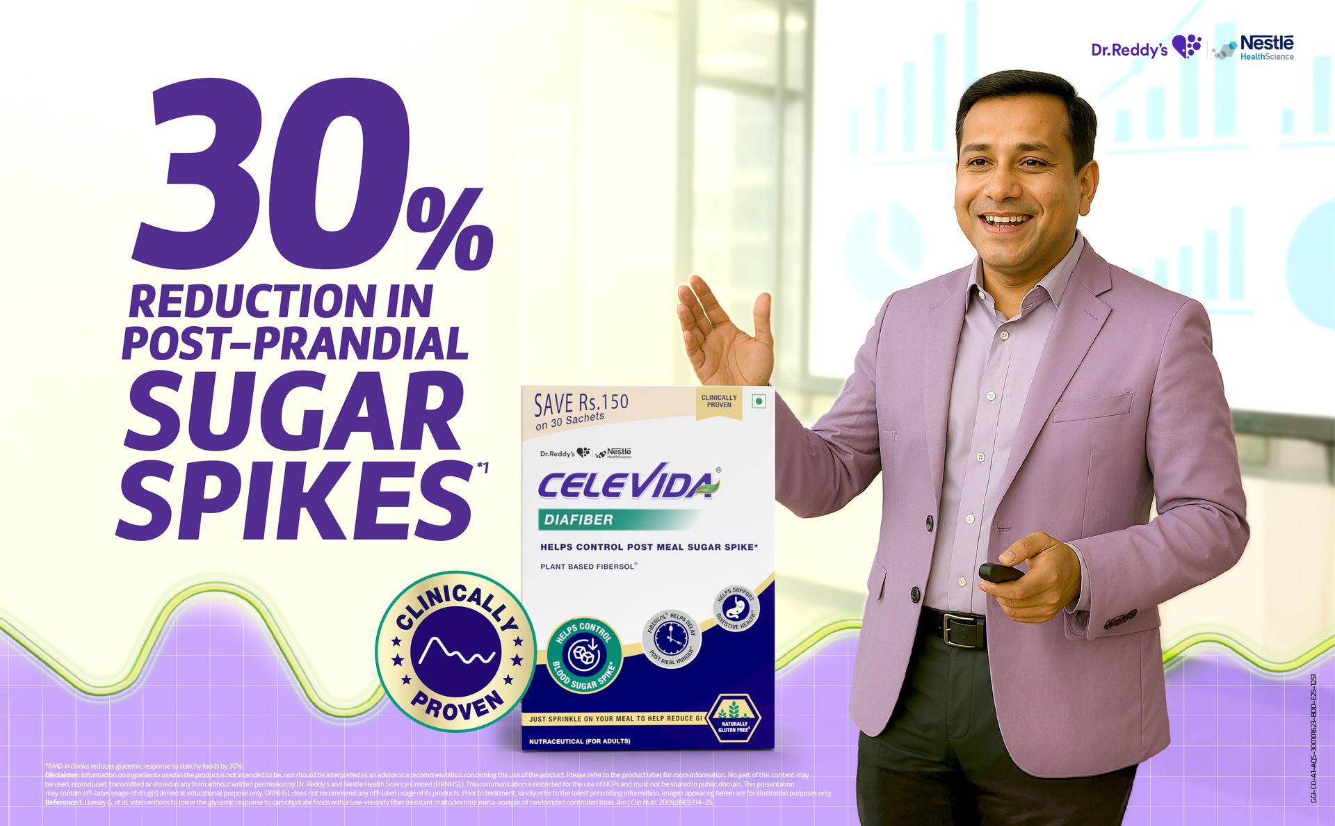 Celevida Diafiber - Diabetes Care Product| 100% Plant-Based Fibersol® Helps Control Post Meal Sugar Spike - 360g (Pack of 30 Sachets)