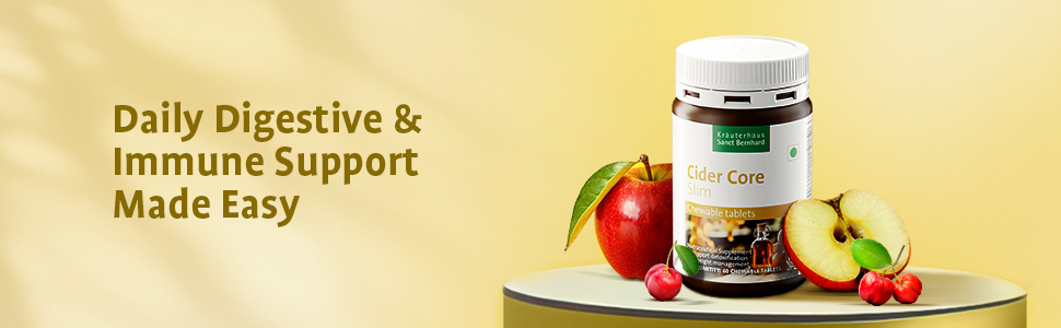 Kräuterhaus Sanct Bernhard Cider Core Slim | Apple Cider Vinegar Tablets with Acerola Vitamin C | Chewable Tablets | Natural Detox & Weight Management | Supports Digestion & Blood Sugar | 60 Tablets