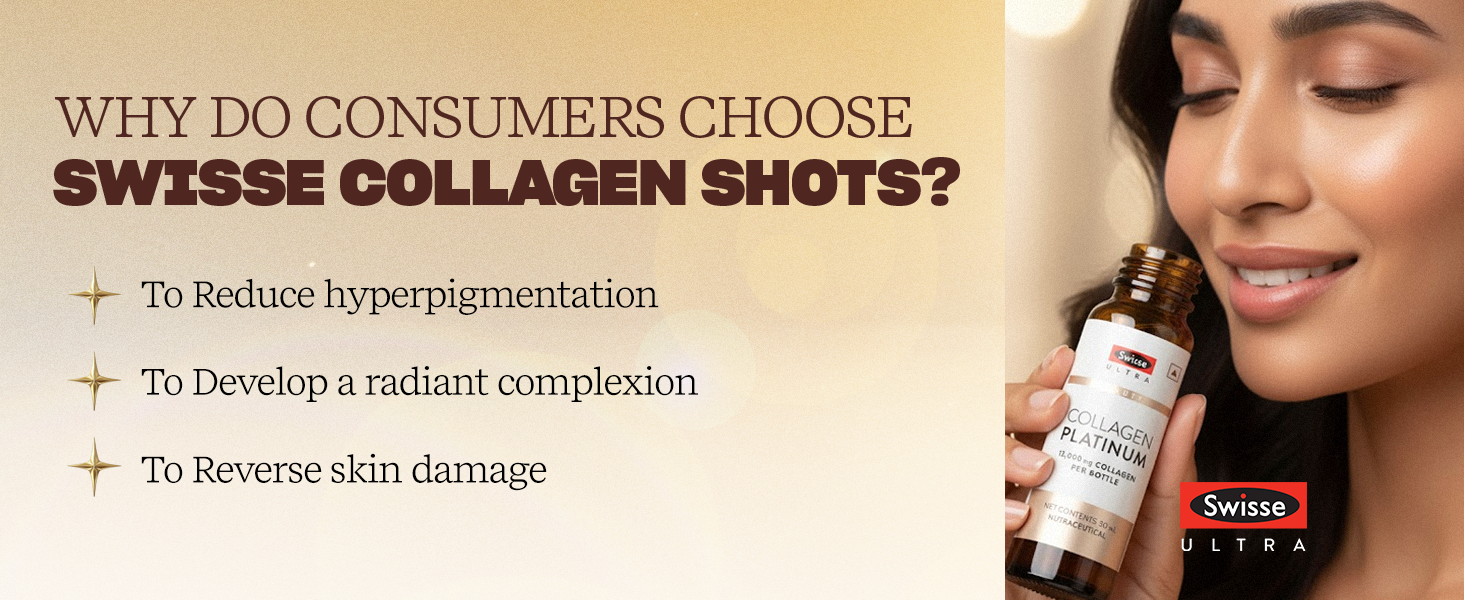 Swisse Collagen Platinum Shots (13,000mg) Highest Collagen Dose per Serve with Superior Bioavailability - Targets Fine Lines, Firmness & Elasticity - Premium Skincare Innovation in Liquid Shots