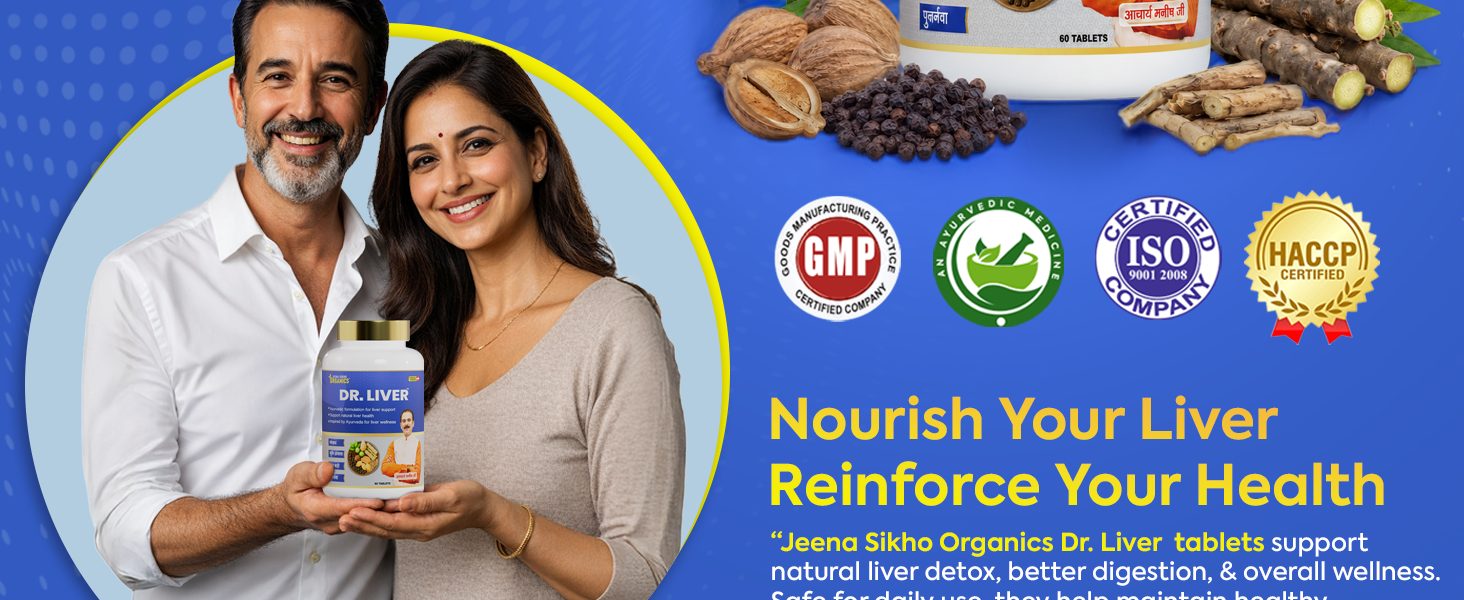 Jeena Sikho Organics Dr. Liver Tablets | Ayurvedic Liver Supplement | With Bhumi Amla, Punarnava & Bhringraj | Helps with Digestion, Metabolism & Daily Detox Balance, 60 Tablets