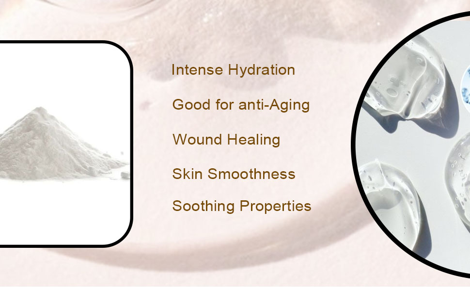 Hyaluronic Acid powder 50gm Making skin Brightening Serum, Cream, lotion, Hair care, clear gel, helps skin stretch and flex and reduces skin wrinkles and lines cosmetics grade