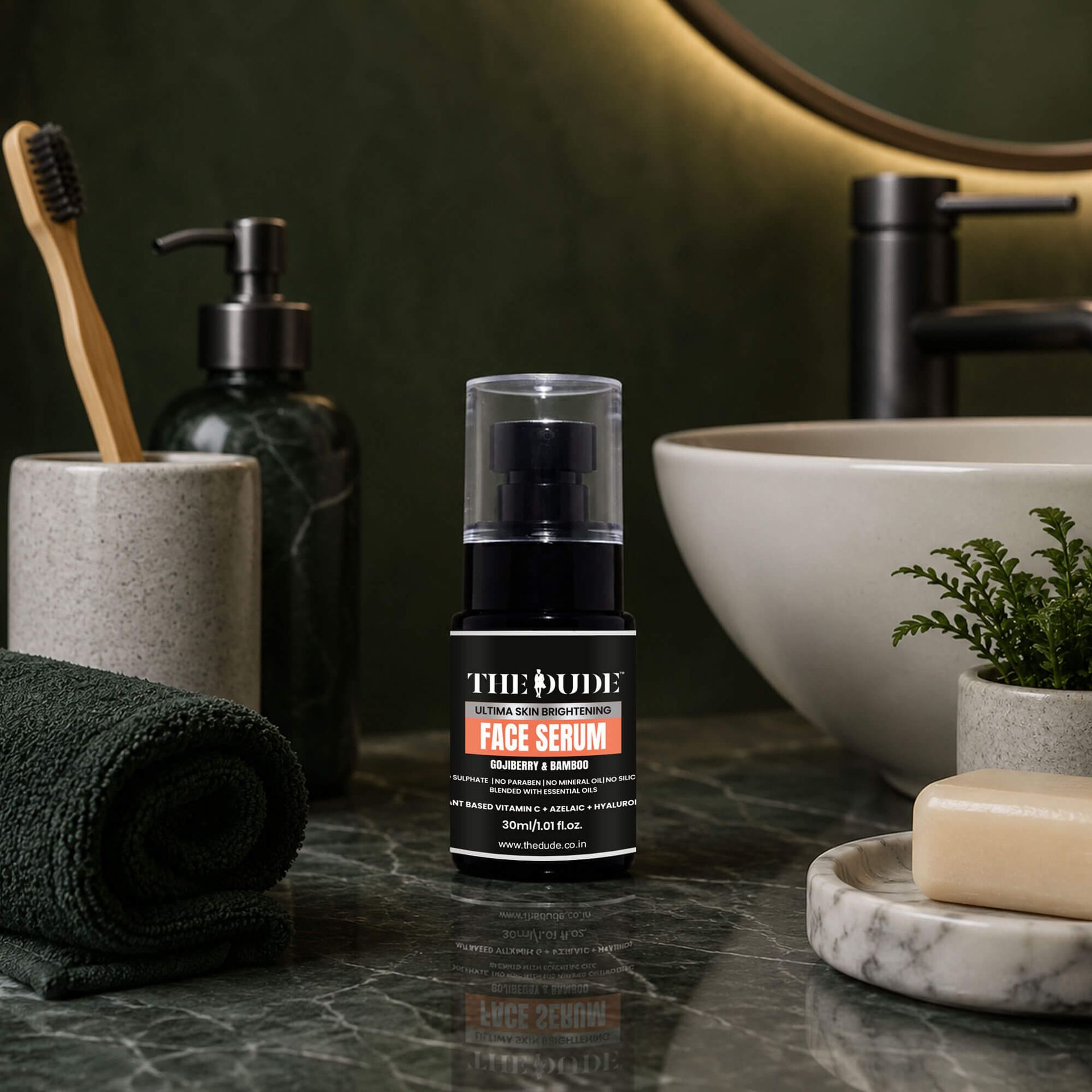 THE DUDE Ultima Skin Brightening Face Serum | Hyaluronic Acid & Vitamin C | Reduces Dark Spots & Dullness | Hydrating & Glow Boosting Serum for Even Skin Tone | 30ml