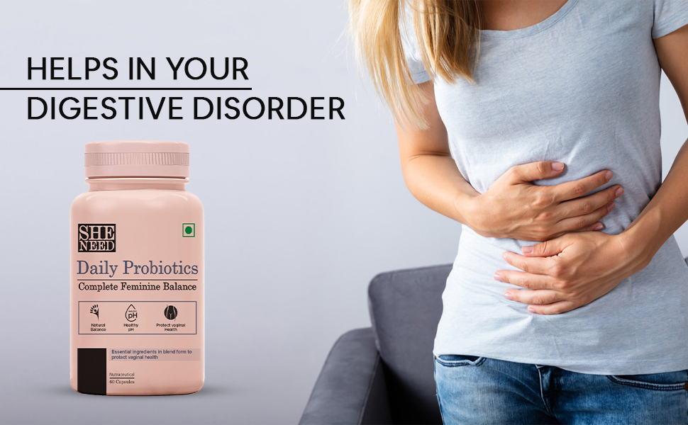 SheNeed Daily Probiotics - Complete Feminine Balance for maintain a healthy balance of good bacteria and yeast to support a healthy functioning- 60 Capsules