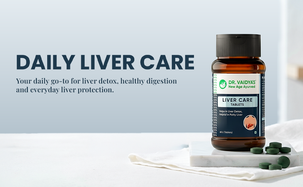 Dr. Vaidya's Liver Care Tablets with Kalmegh, Bhumyamalaki, Kutki & Giloy | Ayurvedic Liver Detox Supplement for Fatty Liver Relief & Natural Liver Cleanse | Ayurvedic Herbal Formula for Daily Liver Detox | 60 Tablets (1 Month Pack), Pack of 1