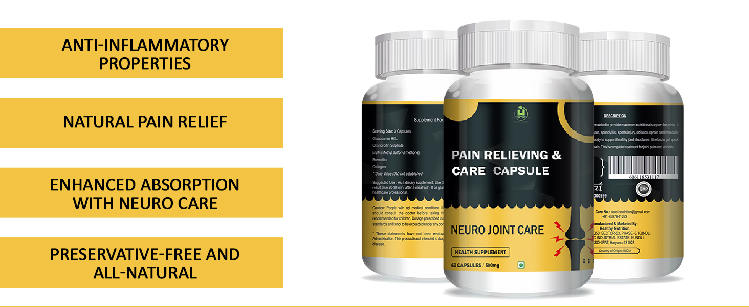 Healthy Nutrition Neuro Joint Care Capsules | Herbal Joint Support Supplement for Mobility, Flexibility & Comfort | Supports Active Lifestyle | Vegetarian Capsules for Men & Women | 60 Caps