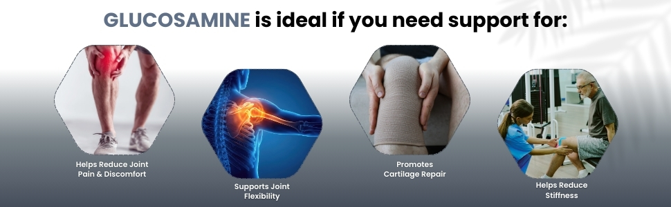 Vokin Biotech Glucosamine 1000mg, MSM 500mg & Chondroitin 500mg Support Joint Pain & Joint Strength 90 Capsules (Glucosamine)
