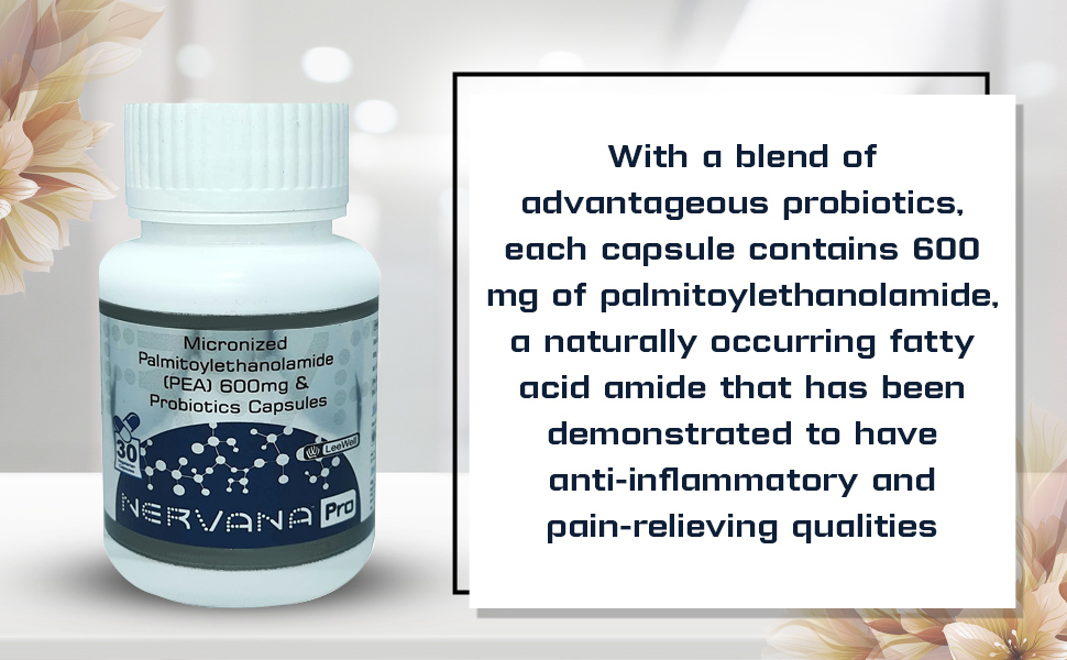 Nervana Pro by LeeWell Micronized Palmitoylethanolamide 600mg (PEA), with Lactobacillus acidophilus, Nerve Pain Relief, Nerve Damage, Nerve Blocks, Nerve irritation- 30 Capsules