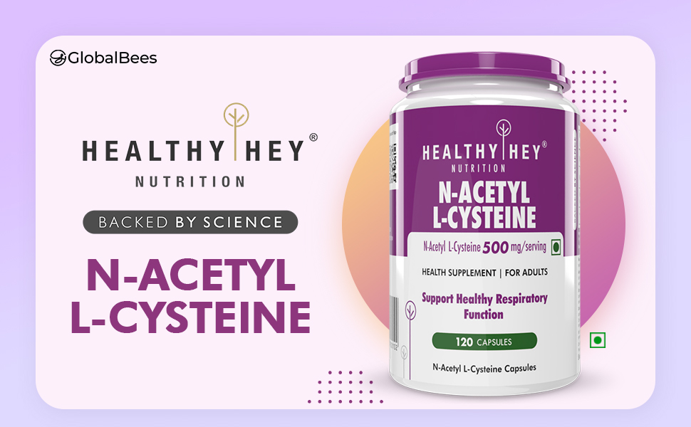 HealthyHey Nutrition N-Acetyl L-Cysteine (NAC) - Non-GMO - Gluten Free - 500mg - 120 Veg. Capsules - Pack of 4