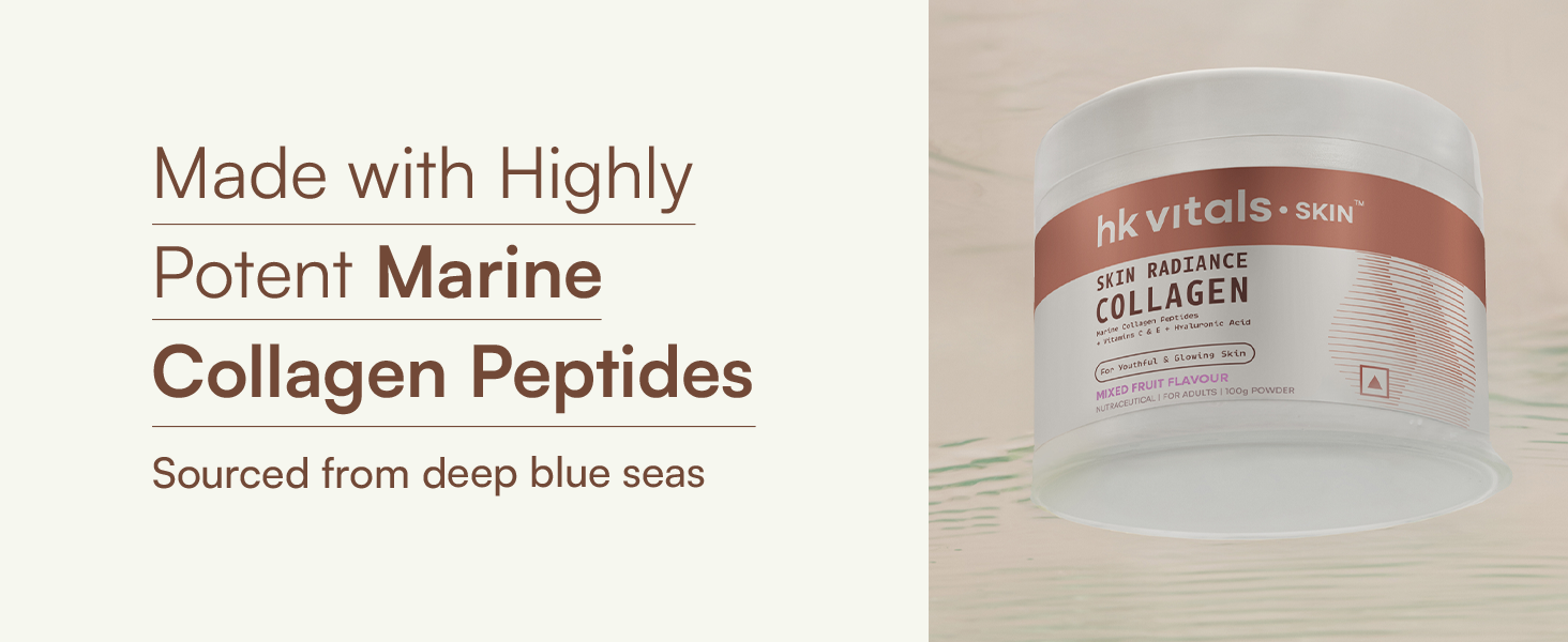 hk vitals Skin Radiance Marine Collagen Supplement, 100g + Sipper