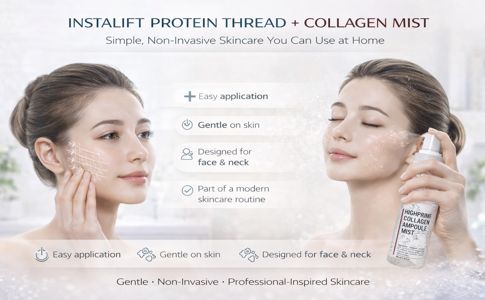 MS MAGIC SECRET Instalift Protein Thread Lifting Set, Soluble Protein Thread, Protein Threads Absorbable Collagen Thread for Face Lift, Smoothes Fine Lines (60pcs) + Collagen Mist